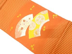 未使用品　地紙に華紋・桔梗模様織り出し　袋帯